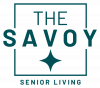 Logo reading "The Savoy Senior Living" with a star shape below "Savoy," all inside a square outline.